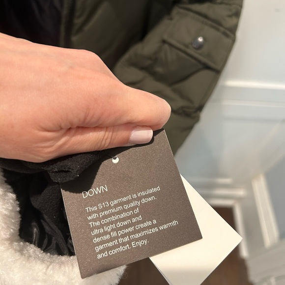 NWT S13 Callie Faux Sherpa Trim Down Puffer Coat Military Green Size M - Picture 4 of 5